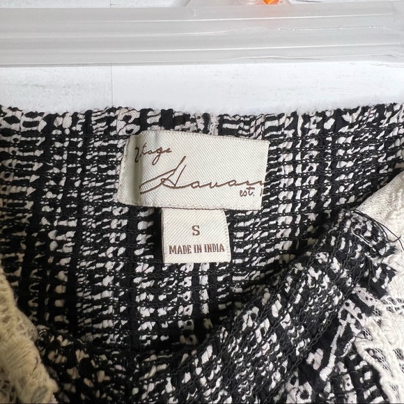 Vintage Havana Layered Smock Waist Black White Skirt S - Picture 3 of 5